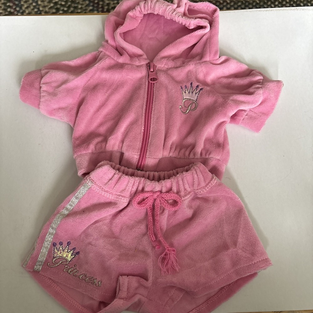 The Bear Factory 16" Plush Teddy Bear Stuffed Animal Pink Outfit Velour Princess
